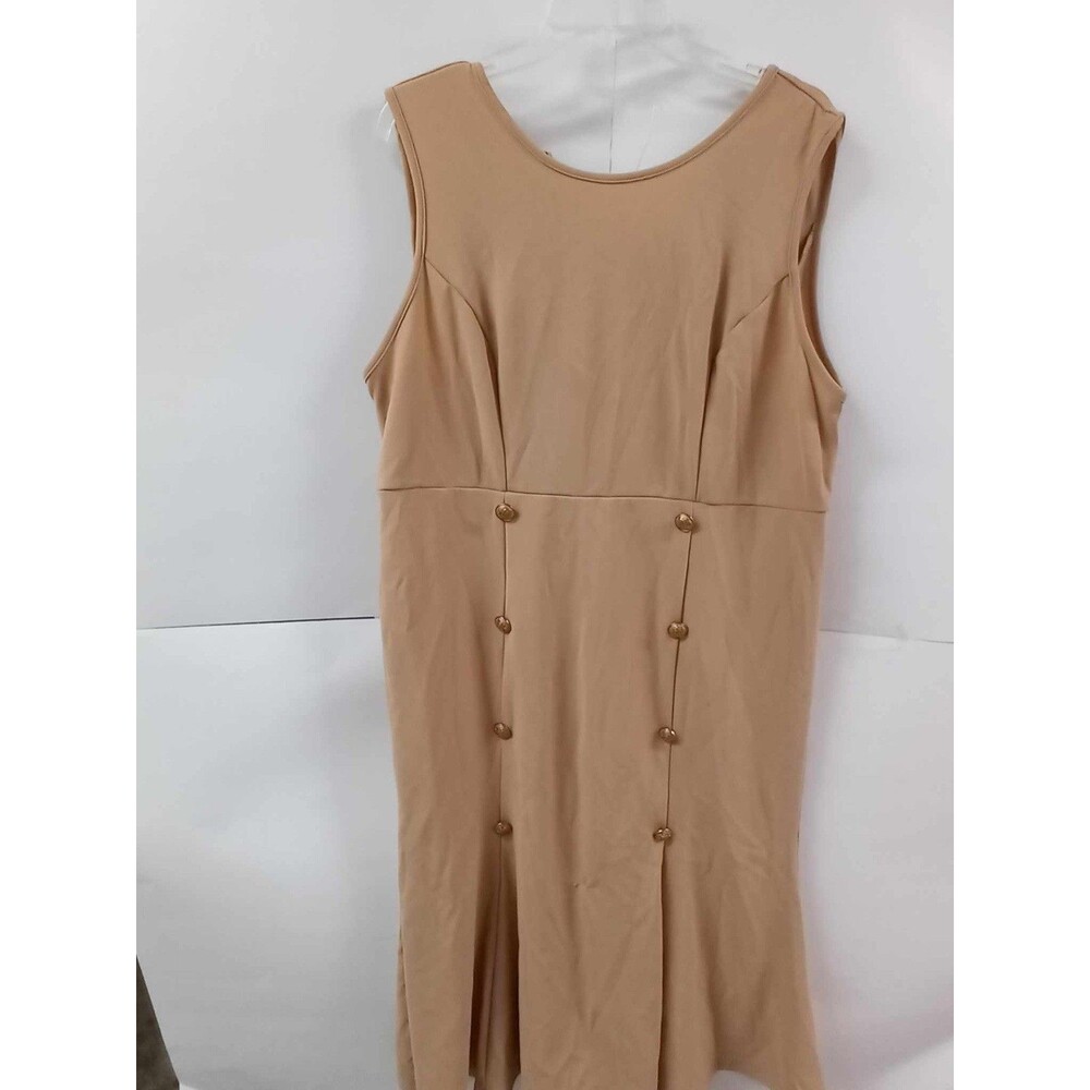 Emery Rose Women’s Tan Sleeveless Dress Button Detail Plus Size 2XL NWT
